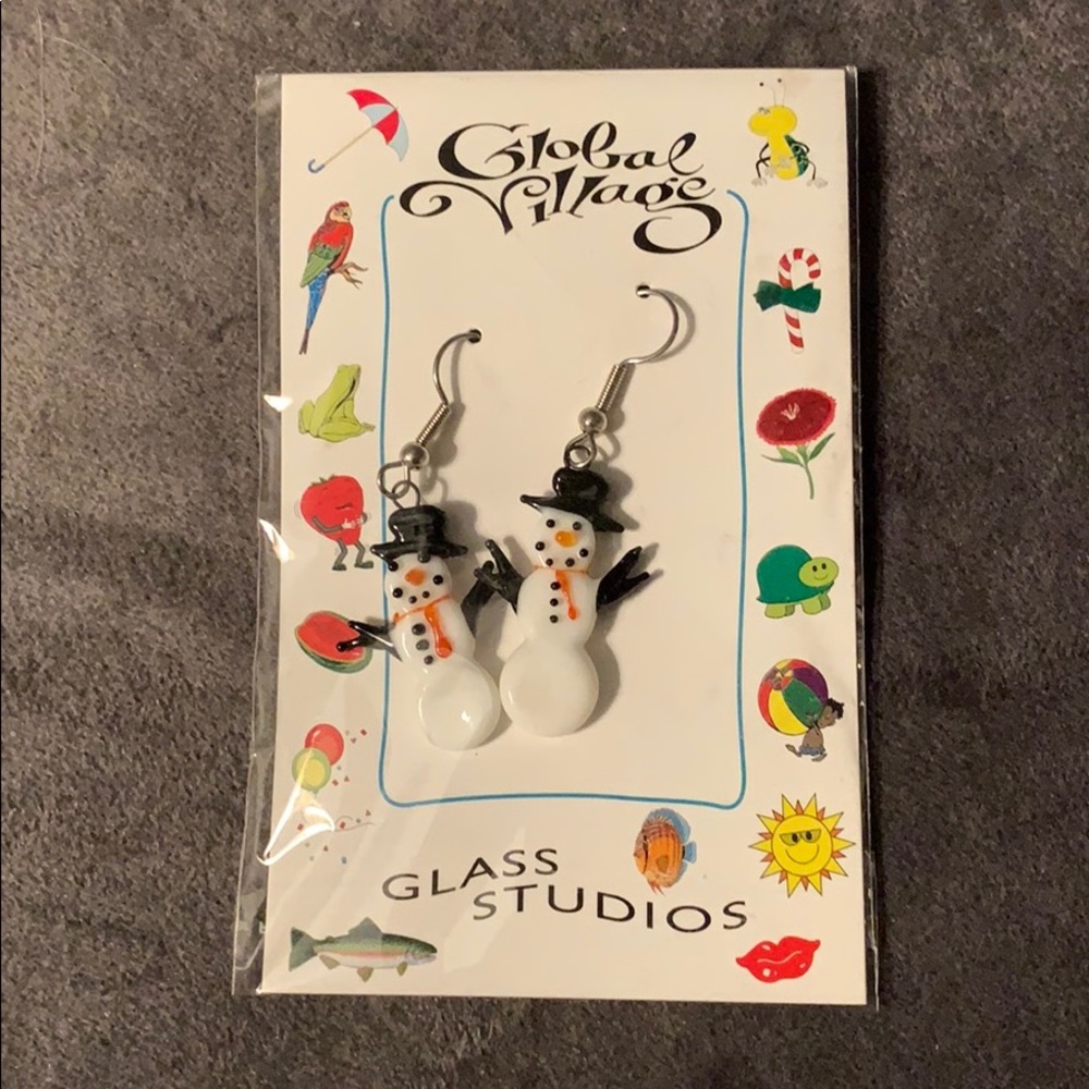 Glass snowmen earrings